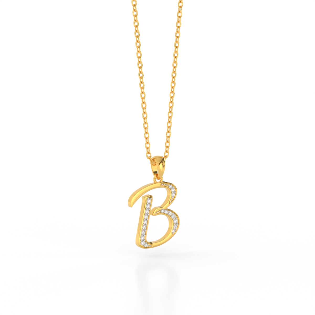 Alphabet B Radiant Diamond Pendant