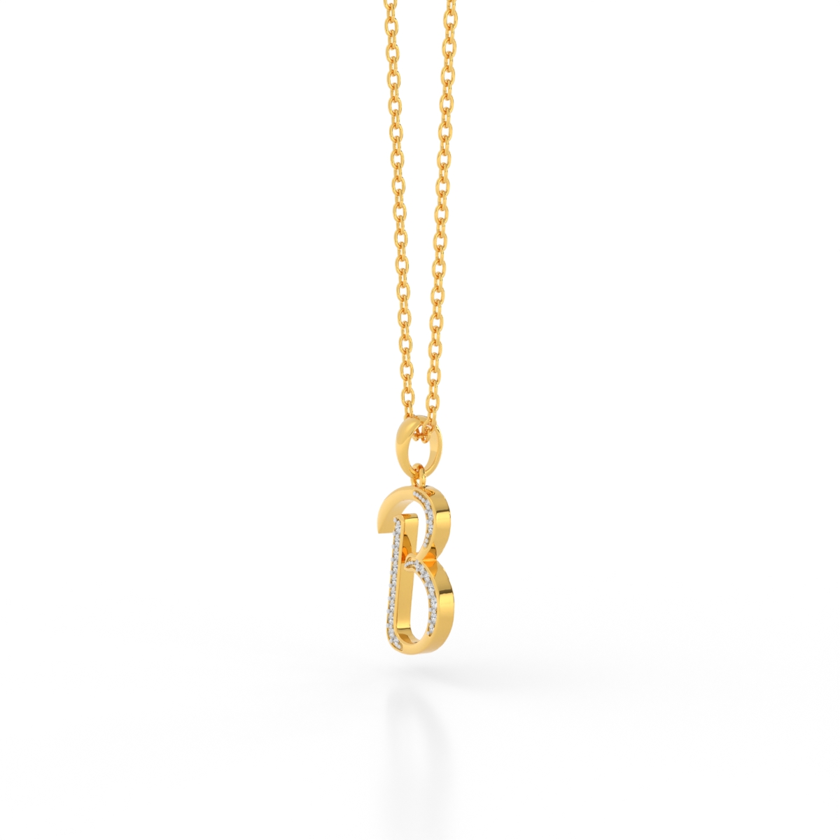 Alphabet B Radiant Diamond Pendant