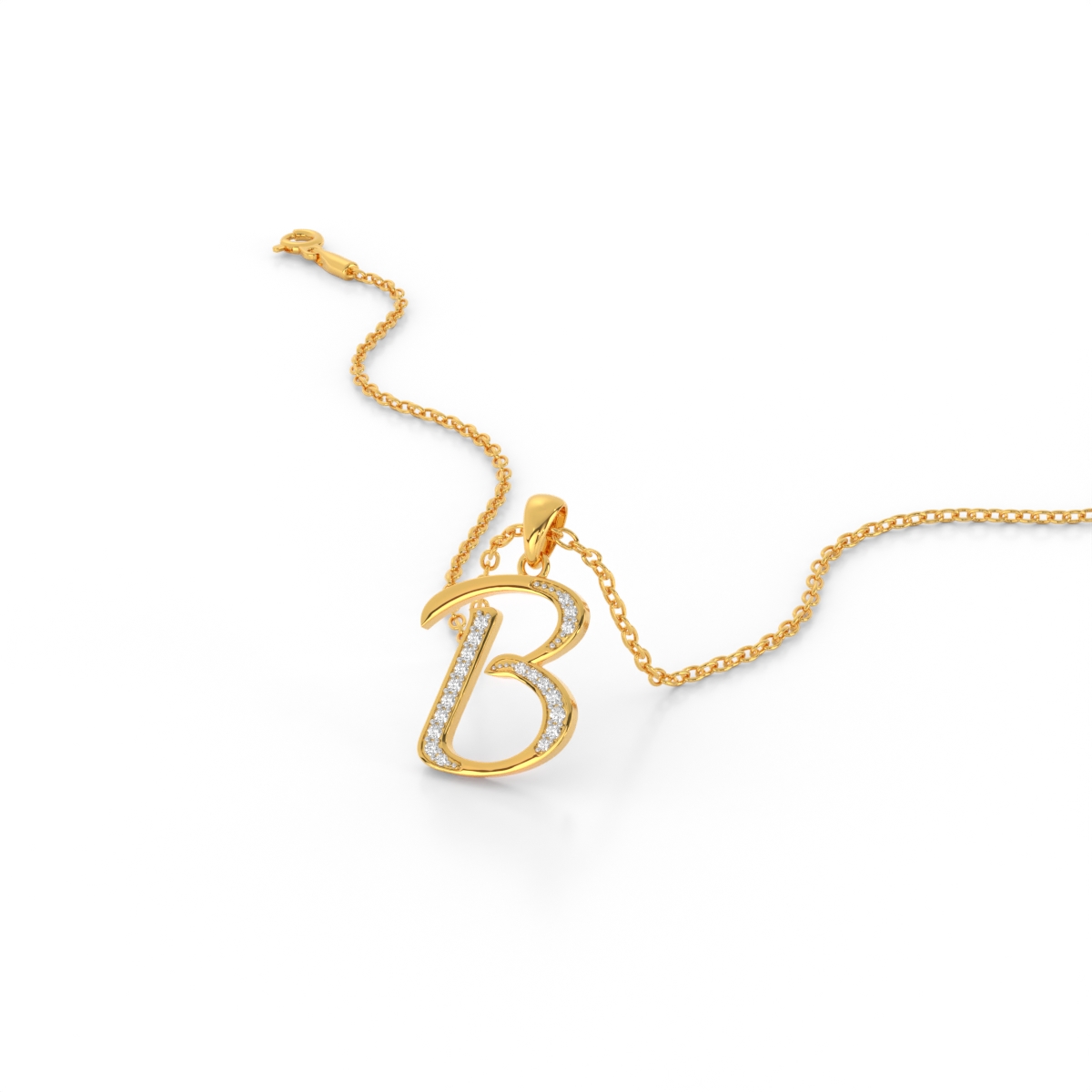 Alphabet B Radiant Diamond Pendant