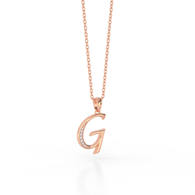 Glittering G Diamond Initial Pendant