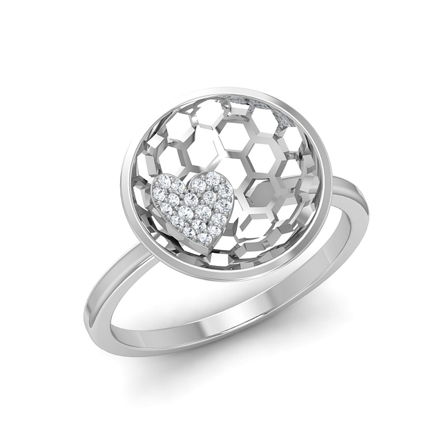 Round Hexagon Heart Diamond Ring For Women