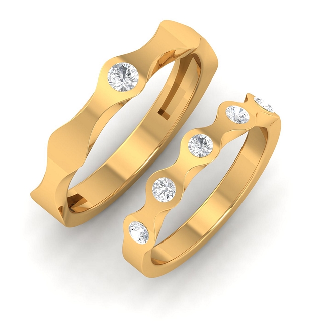 Wavy Couple Diamond Wedding Ring