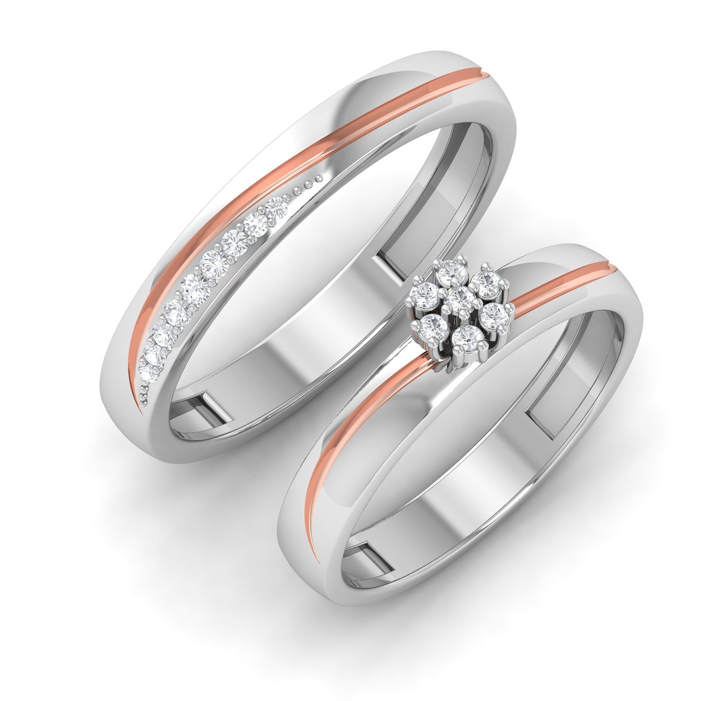 Ready to Ship - Ring Sizes 12, 22 Designer Diamonds Platinum Couple Ri
