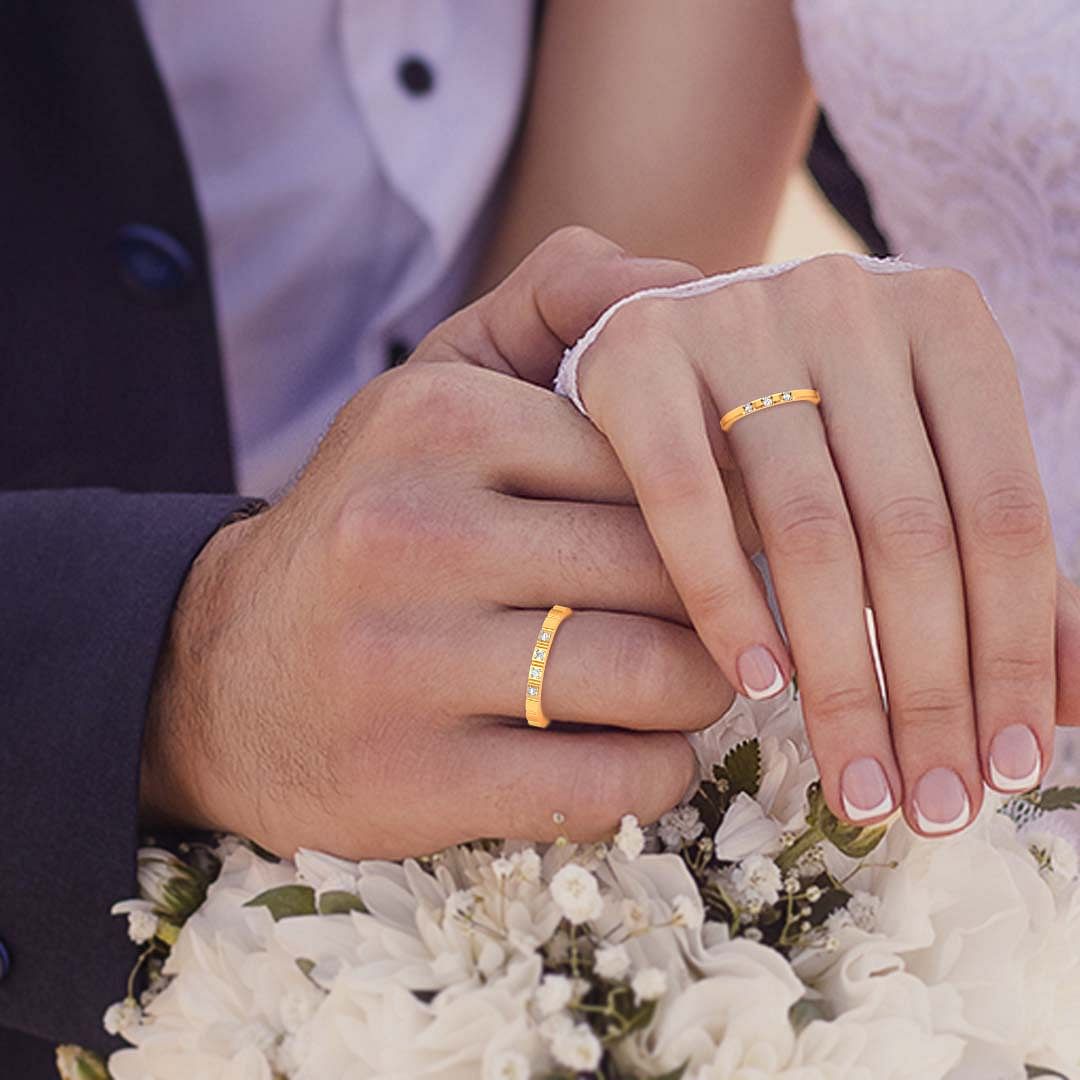 Daesar 18K White Gold Engagement Rings Set Gold Promise Rings Couples Set  Simple Line 0.18ct Diamond Rings Gold White Gold Rings Women Size 5 & Men  Size 10 | Amazon.com