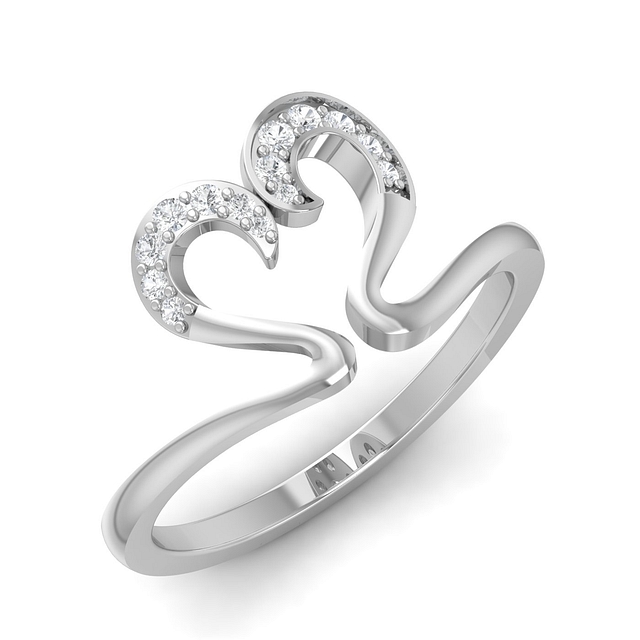 Heart Swan Cuff Diamond Ring