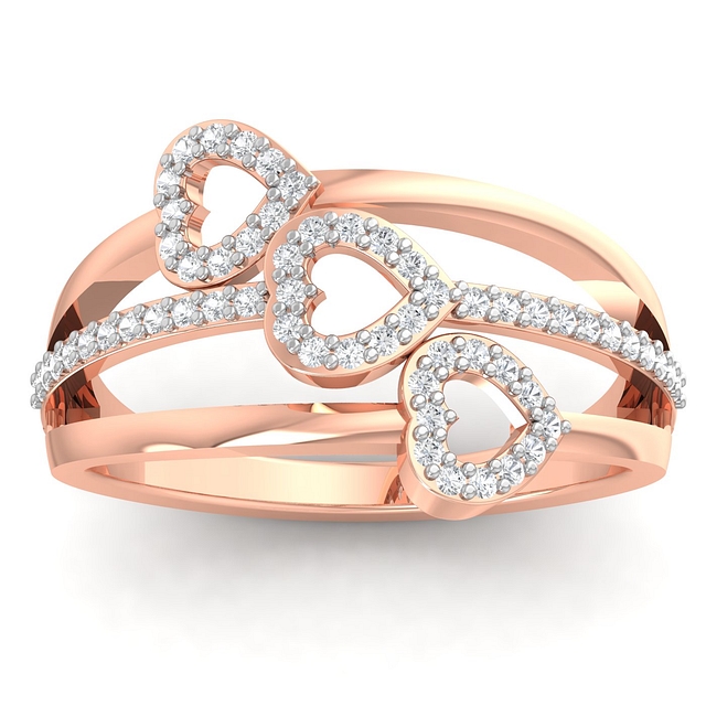 Trio Heart Couple Diamond Ring