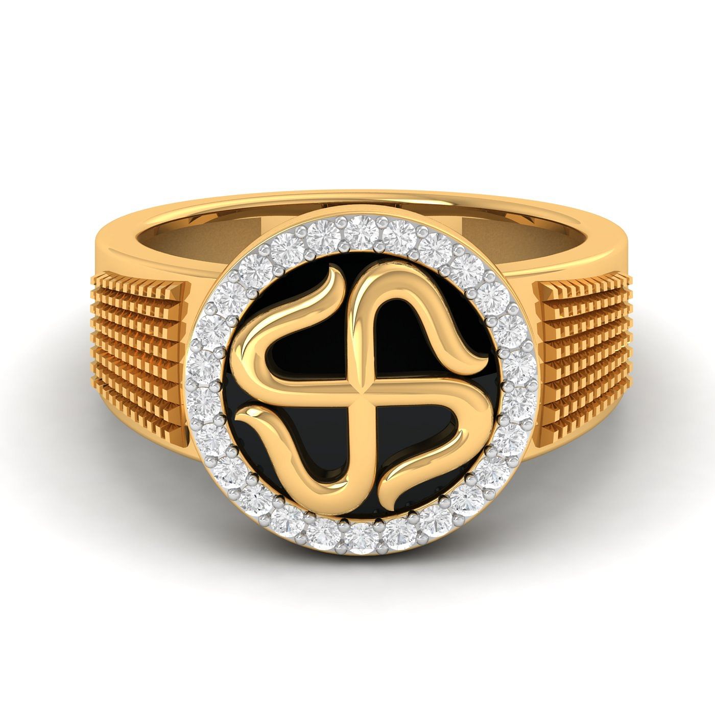 Sleek Swastik Yellow Gold Ring | SEHGAL GOLD ORNAMENTS PVT. LTD.