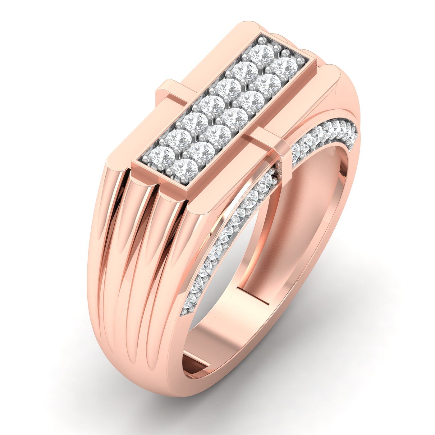 MEN'S RING 1/2 CT WHITE/CHOCOLATE ROUND DIAMOND 10K ROSE GOLD | Angelucci  Jewelry