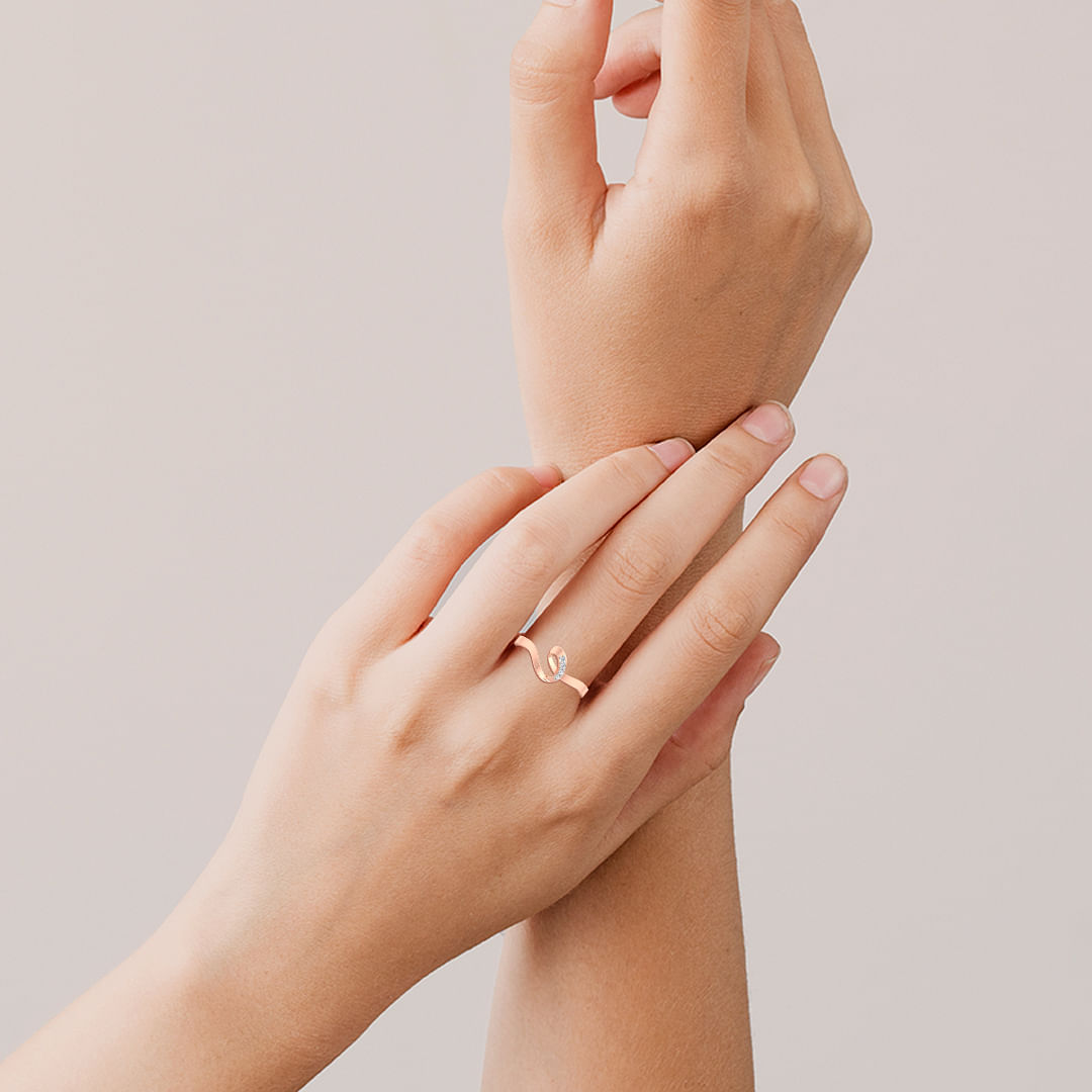 Love Diamond Ring, Round Cut Diamond Engagement Ring, Cursive Love Ring,  Alphabet Rose Gold Ring, Anniversary Gift Ring, Daily Wear Ring - Etsy
