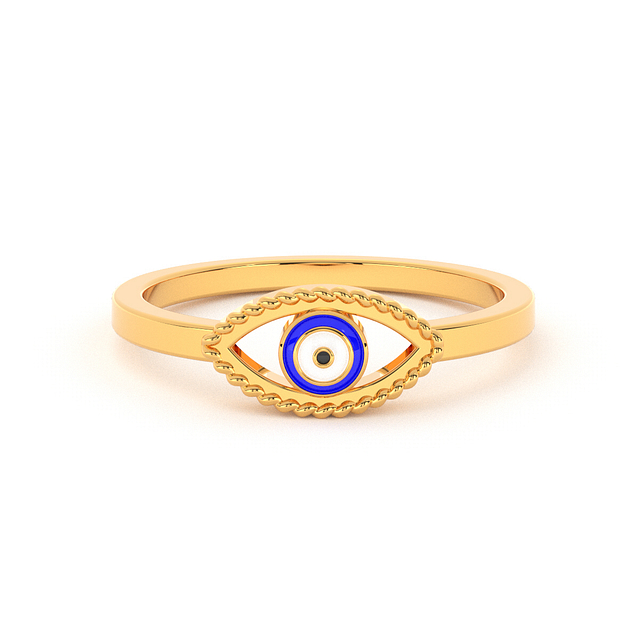 Subtle Gold Evil Eye Design Ring