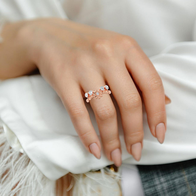 Dainty Floral Trendy Diamond Ring